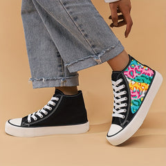 Leopard High Top Canvas Shoes for Women - Casual Wear
