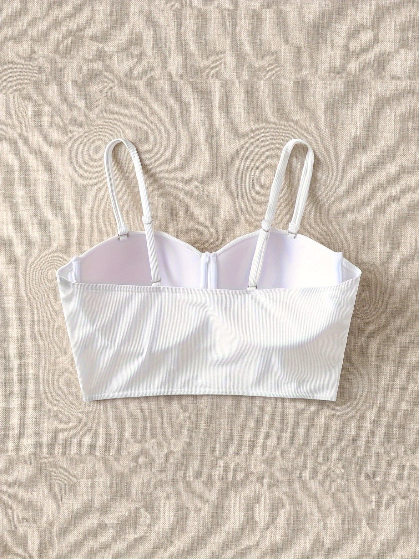 Ribbed Backless Stretch Bikini Top