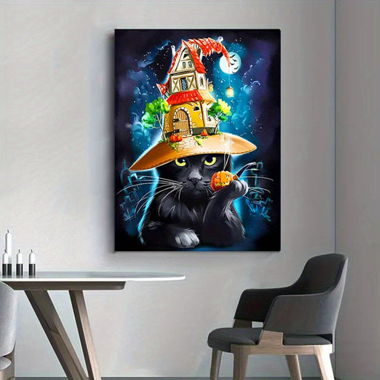 Halloween Cat Canvas Painting 30X40cm Wall Art Bedroom Decoration