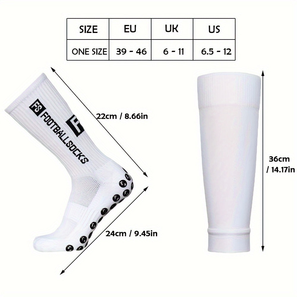Men's Breathable Fitness Football Leg Cover&Anti Slip Socks Shin Guards