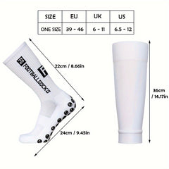 Men's Breathable Fitness Football Leg Cover&Anti Slip Socks Shin Guards