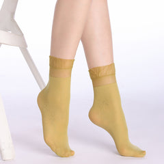 Breathable Guaze Trim Socks Thin Textured Mid Tube Women's Stockings