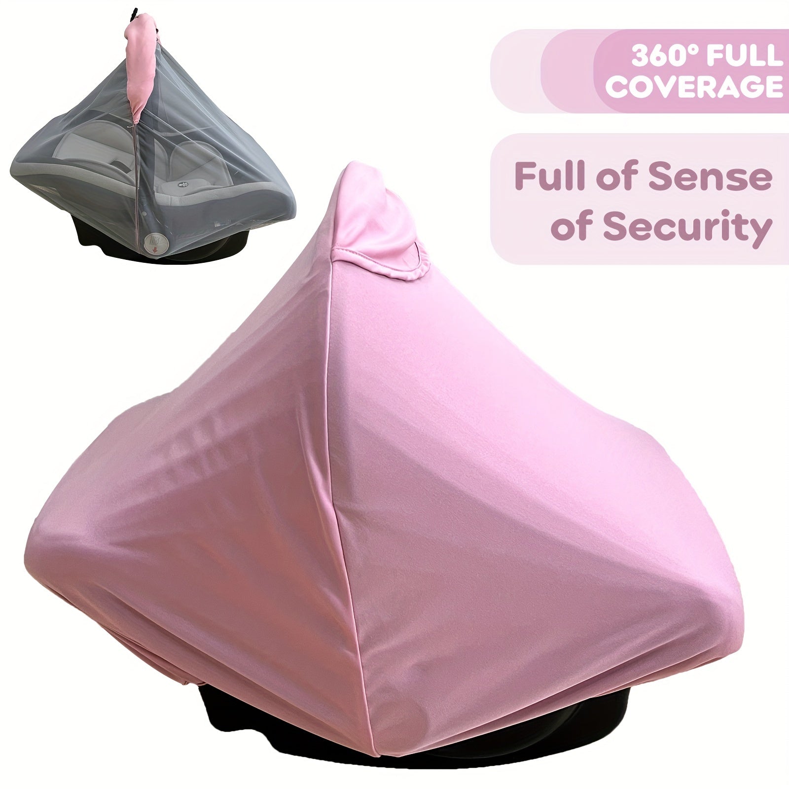 2-in-1 Car Seat Cover Canopy Sun Shade & Bug Net for Baby