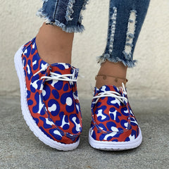 Leopard Pattern Canvas Casual Flat Shoes Lightweight Outdoor Walking Shoes