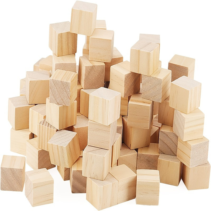 50 pcs 1" Wooden Blocks for Crafts, Unfinished Wooden Cubes