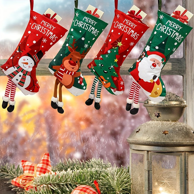 2pcs Christmas Stockings Gift Bags Candy Bags Christmas Supplies