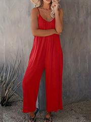 Ruched Spaghetti Strap Jumpsuit Women's Clothing