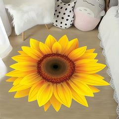 Large Round Sunflower Bedroom Rug Non Slip