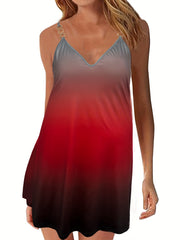 Ombre Print V Neck Mini Cami Dress