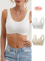 2pcs Seamless Wireless Bras Comfy & Stretch Intimates
