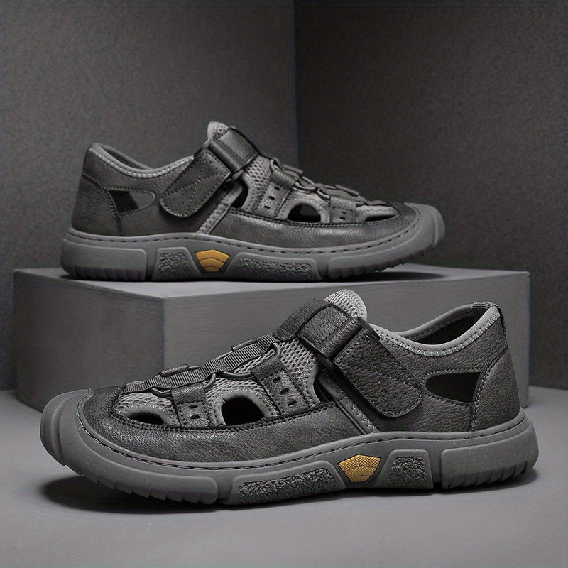 Men's Hook and Loop Hiking Sandals Non Slip Comfy Beach Shoes