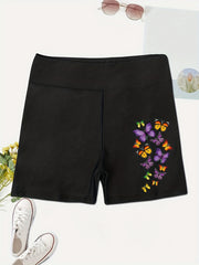 Butterfly Print High Waist Biker Shorts