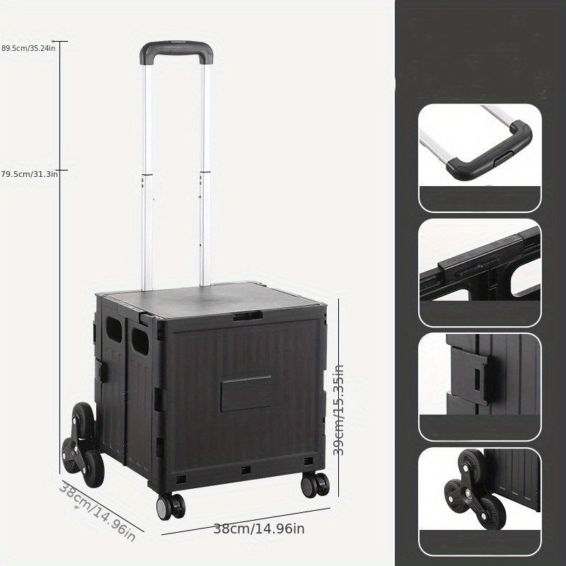 50L Folding Shopping Cart for Picnic Camping, Portable Small Cart with Wheels