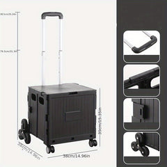 50L Folding Shopping Cart for Picnic Camping, Portable Small Cart with Wheels