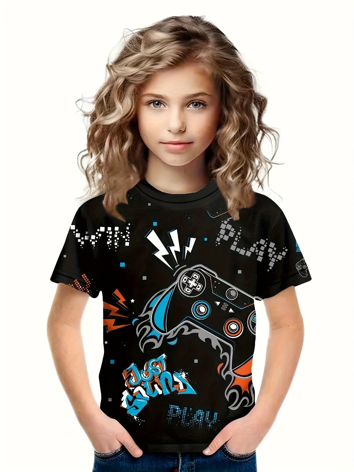 Gamepad Graphic Short Sleeve T-shirt for Kids
