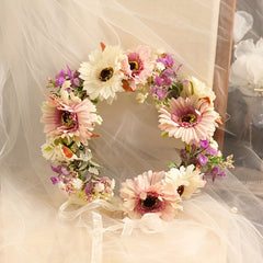 Boho Bride Crown Headband Large Sunflower Floral Headscarf Bridal Headpiece