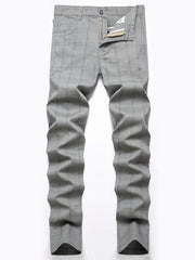 Men s Slim Fit Plaid & Striped Slacks Vintage Style Stretch Dress