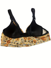 Floral Print Push Up Bra Front Buckle Women's Lingerie