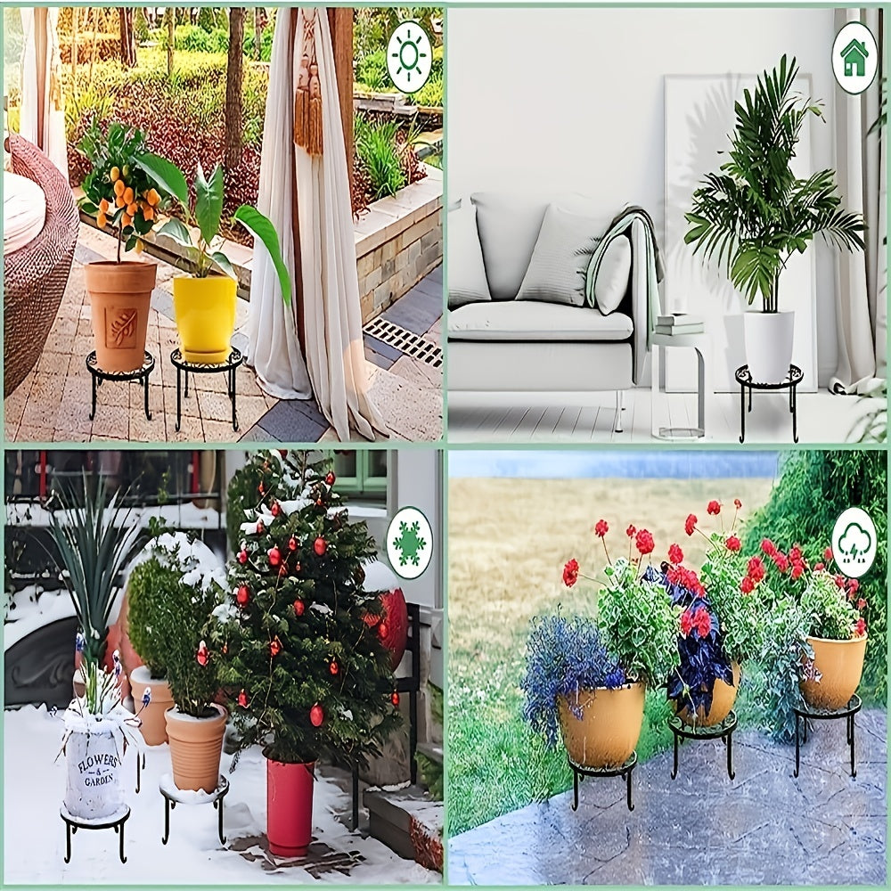Metal Plant Stand Round Wrought Iron Flower Planter Pot Rack