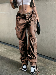 High Waist Cargo Jeans Loose Fit Y2K Style