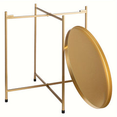 Gold Metal Round Side Table for Living Room Bedroom Balcony Patio