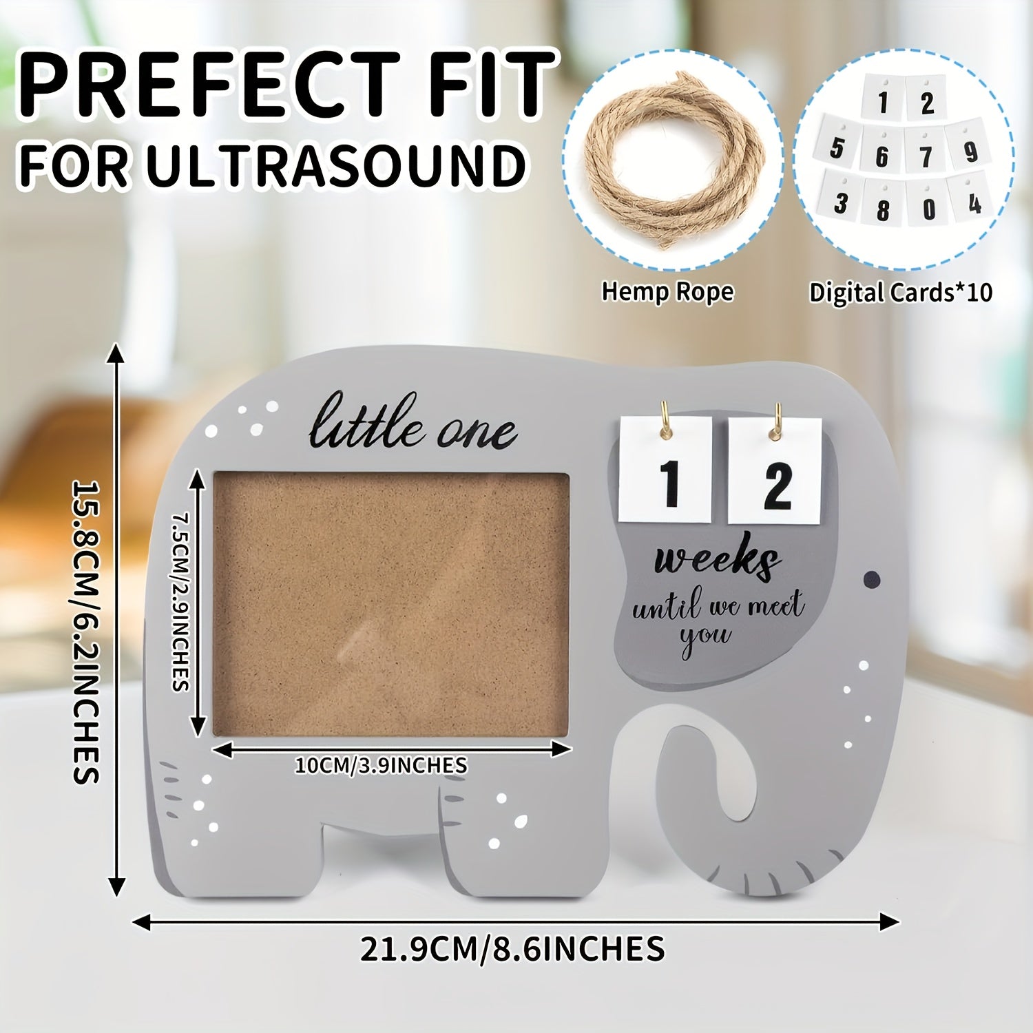 Elephant Ultrasound Frame + Countdown Blocks - Parent Gift
