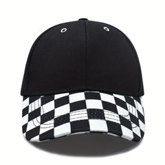 Checkerboard Adjustable Sun Protection Baseball Cap for Boys and Girls
