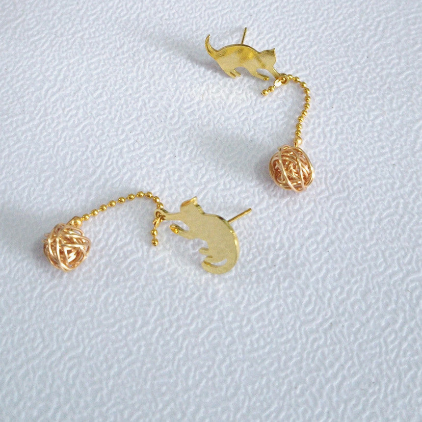 Cat Shape Pendant Stainless Steel Earrings for Kids