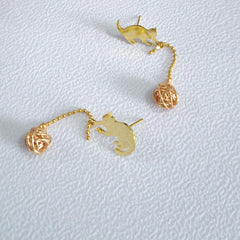 Cat Shape Pendant Stainless Steel Earrings for Kids