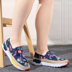 Women's Floral Print Slip On Loafers Lightweight Espadrilles