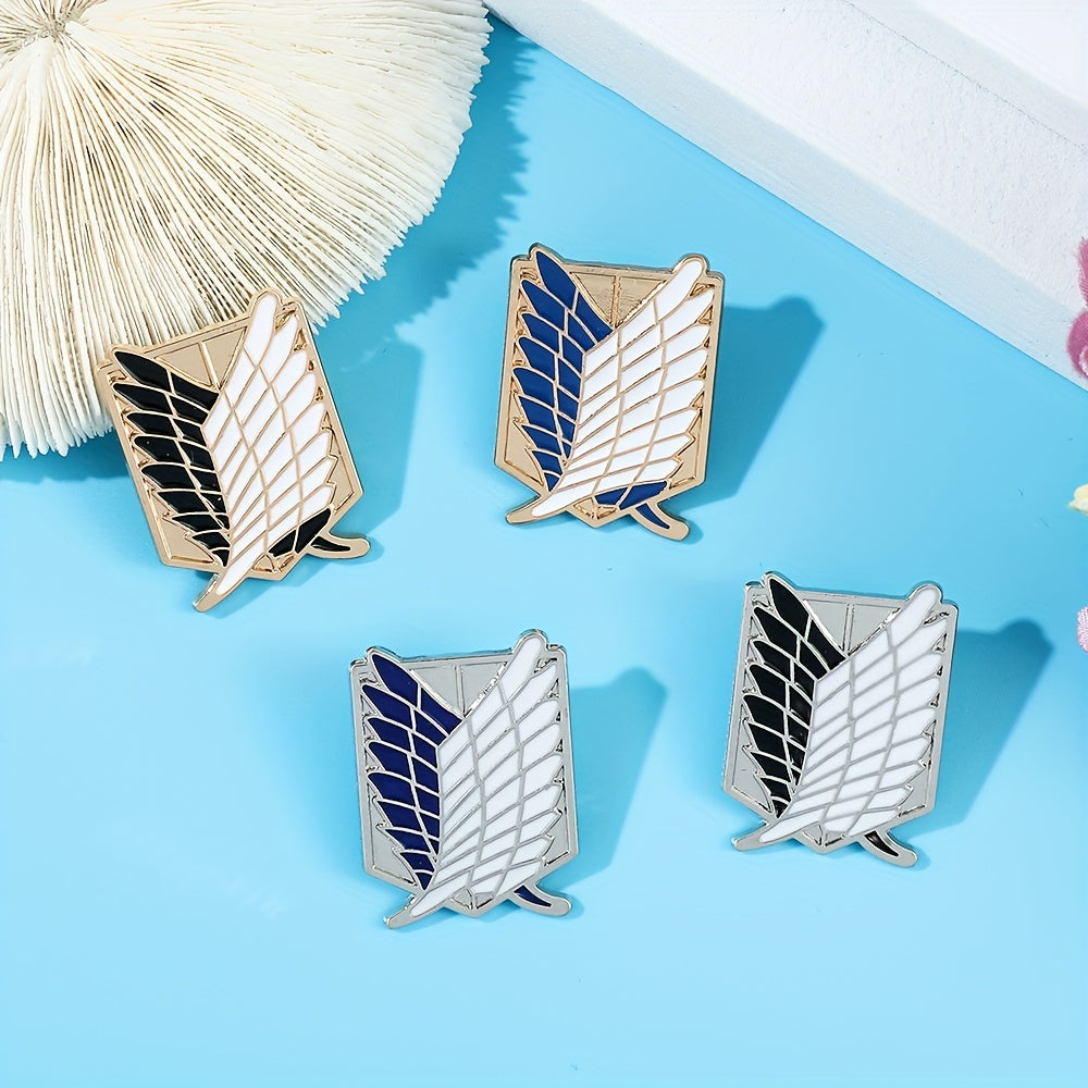 4pcs Shield Brooch Wing Cross Enamel Pin Metal Badge for Girls