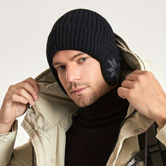 Winter Beanie Hat Knit Skull Cap With Earflaps