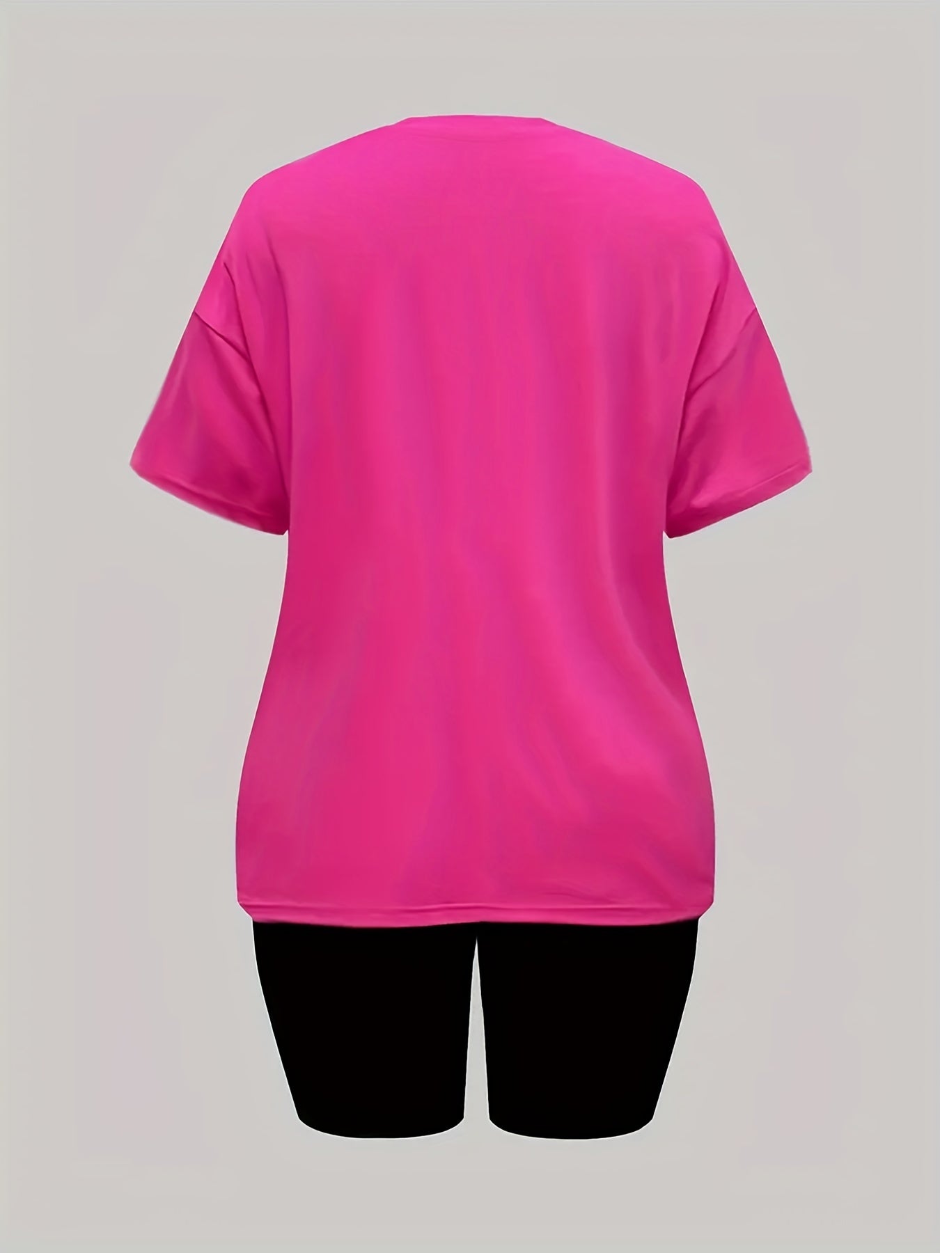 Faith Letter Print Two piece Set Crew Neck Short Sleeve Tee & Slim Shorts