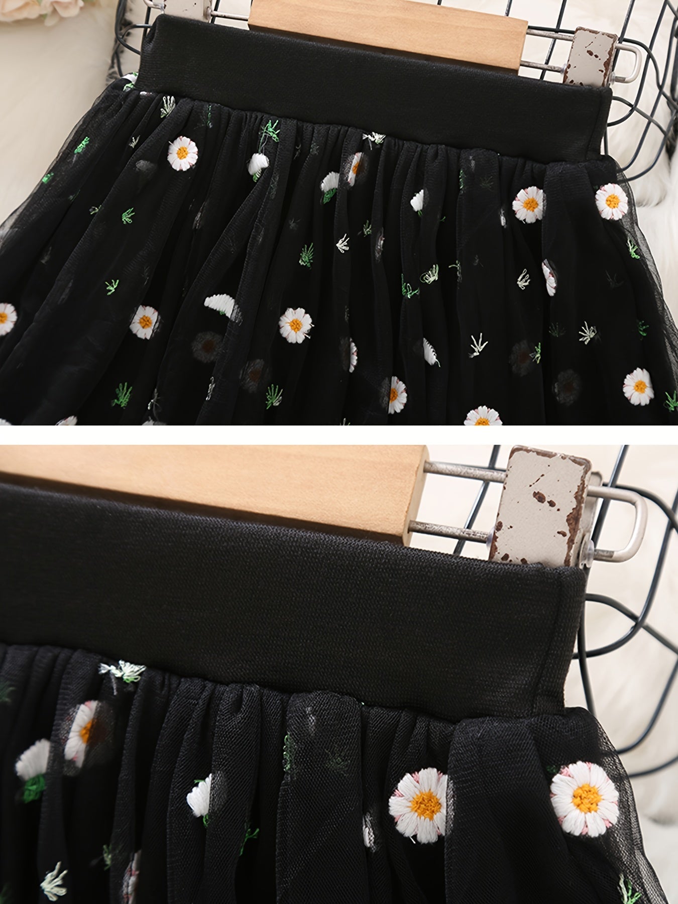 Toddler Girls Flower Embroidery Tutu Skirt Summer Party Dance Training Ballet