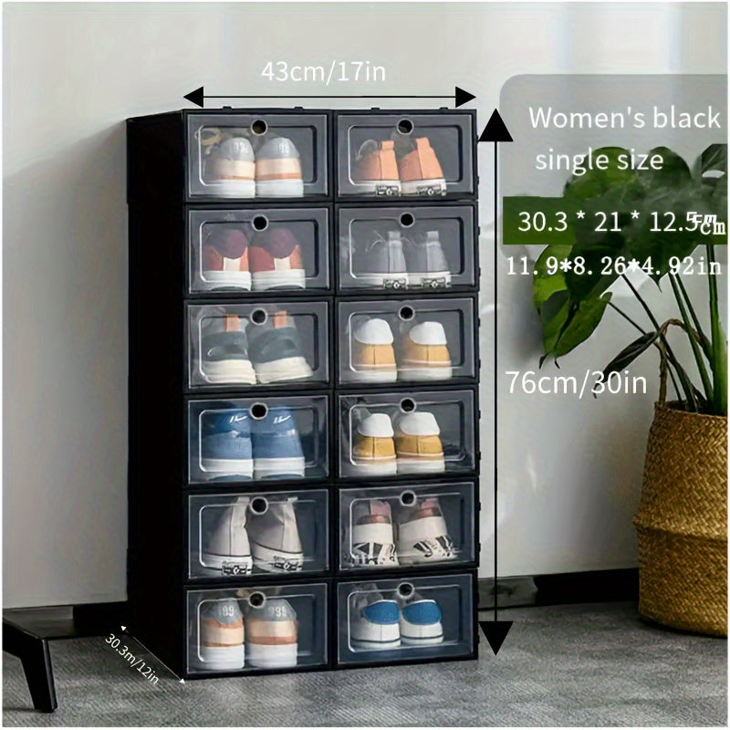 12pcs Plastic Shoe Box Easy Assembly Dustproof PP Shoe Box for Men and Women