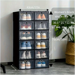 12pcs Plastic Shoe Box Easy Assembly Dustproof PP Shoe Box for Men and Women