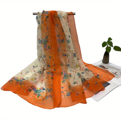 Floral Print Silk Shawl Scarf Wrap Head Wrap Gift For Mom
