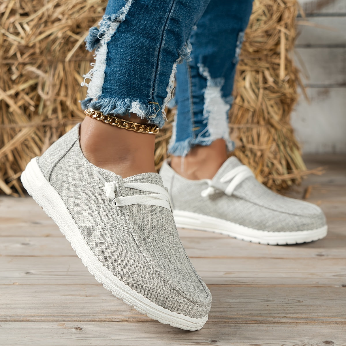 Women's Lightweight Canvas Shoes Low Top Lace Up Solid Casual Walking Shoes