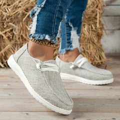 Women's Lightweight Canvas Shoes Low Top Lace Up Solid Casual Walking Shoes