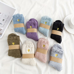 8 Pairs Heart Embroidery Socks Cozy & Warm Fuzzy Women's Stockings