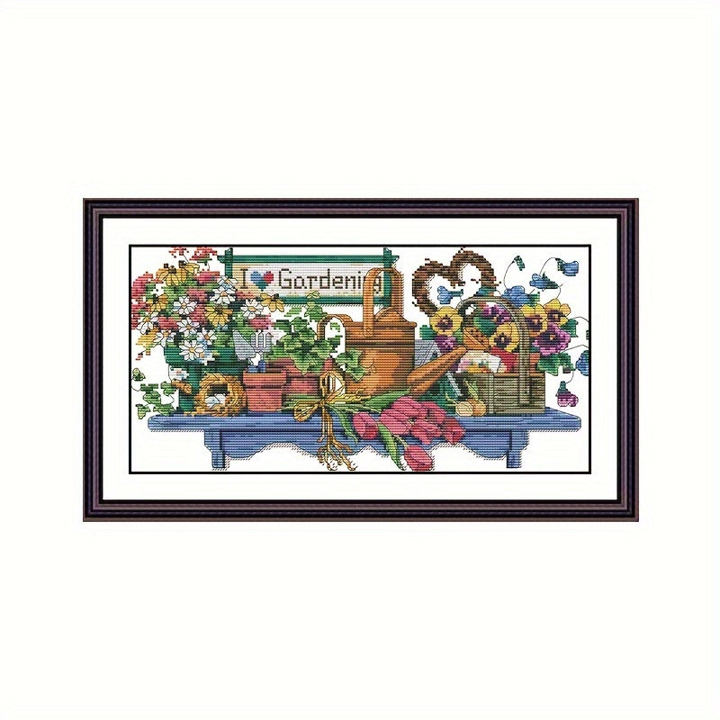 Cross Stitch 14ct Cloth Flower Pot Tulip Embroidery Material DIY