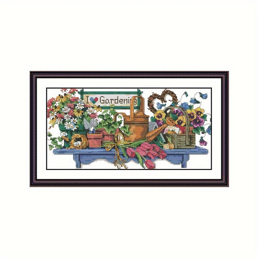 Cross Stitch 14ct Cloth Flower Pot Tulip Embroidery Material DIY