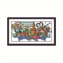 Cross Stitch 14ct Cloth Flower Pot Tulip Embroidery Material DIY