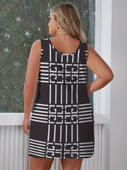 Monogram & Striped Print Tank Dress