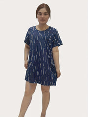 Stripe Print Short Sleeve Sleep Dress