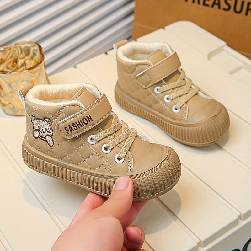 Girl's Solid Skate Shoes Warm Plush Lining Comfy Non Slip Casual Winter
