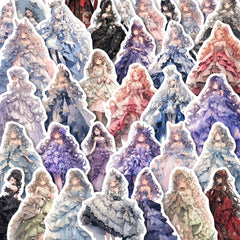 48pcs Girls Formal Dress Stickers Pack Kids Laptop Luggage Notebook Decoration