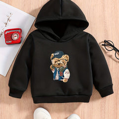 Bear Print Baby Boys Hooded Sweatshirt for Spring
