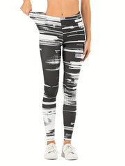 Striped Print Leggings Casual Leggings For All Seasons Women's Clothing