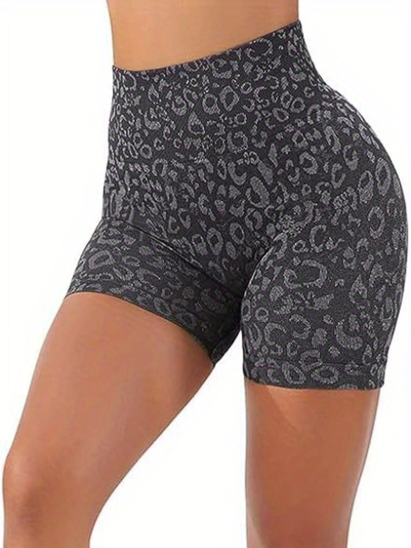 Leopard Print High Waist Yoga Shorts